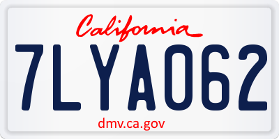 CA license plate 7LYA062