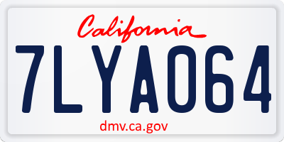 CA license plate 7LYA064