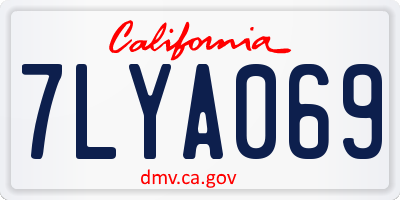 CA license plate 7LYA069