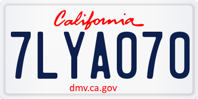 CA license plate 7LYA070