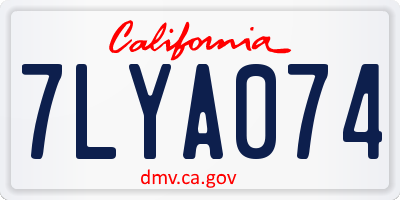 CA license plate 7LYA074