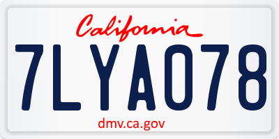 CA license plate 7LYA078