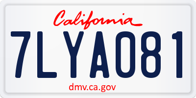 CA license plate 7LYA081
