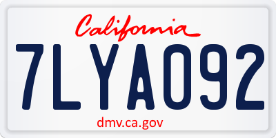 CA license plate 7LYA092