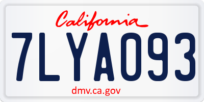CA license plate 7LYA093