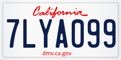 CA license plate 7LYA099