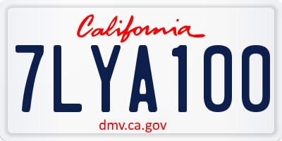 CA license plate 7LYA100