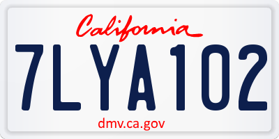 CA license plate 7LYA102