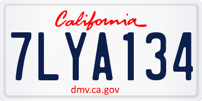 CA license plate 7LYA134