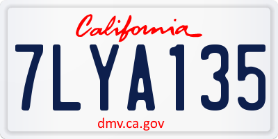CA license plate 7LYA135