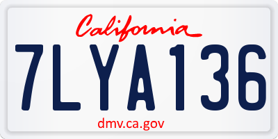 CA license plate 7LYA136