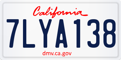 CA license plate 7LYA138