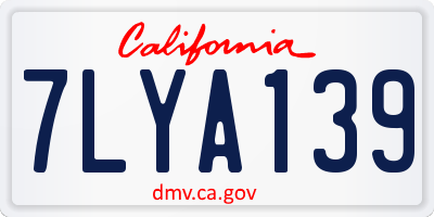 CA license plate 7LYA139
