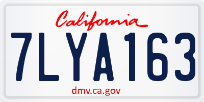 CA license plate 7LYA163