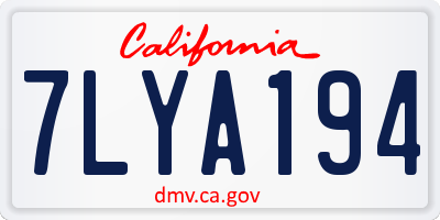 CA license plate 7LYA194