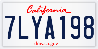 CA license plate 7LYA198