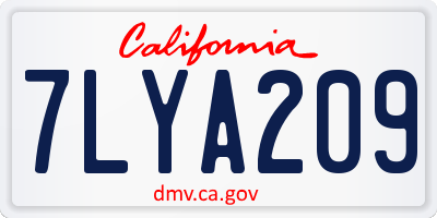 CA license plate 7LYA209