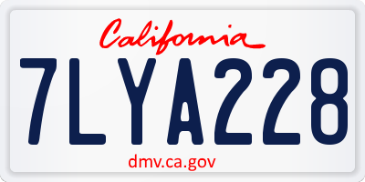CA license plate 7LYA228