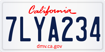 CA license plate 7LYA234