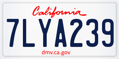 CA license plate 7LYA239