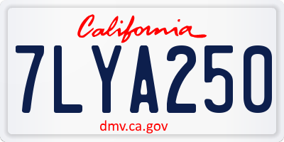 CA license plate 7LYA250