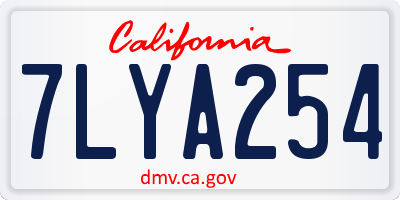 CA license plate 7LYA254