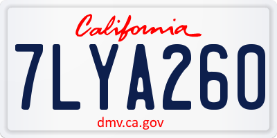 CA license plate 7LYA260