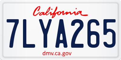 CA license plate 7LYA265