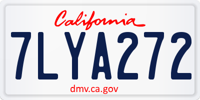 CA license plate 7LYA272