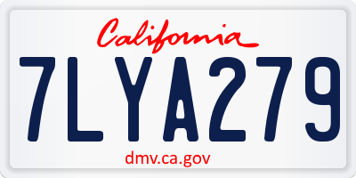 CA license plate 7LYA279