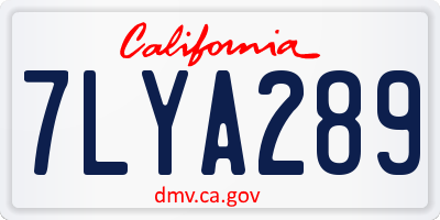 CA license plate 7LYA289