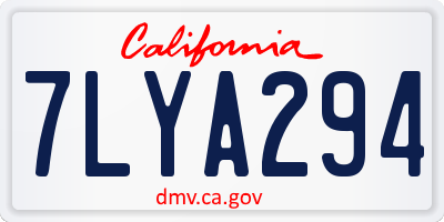 CA license plate 7LYA294