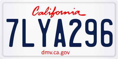 CA license plate 7LYA296