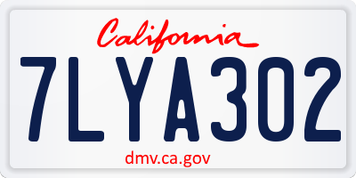 CA license plate 7LYA302