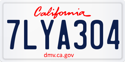 CA license plate 7LYA304