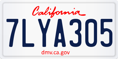 CA license plate 7LYA305