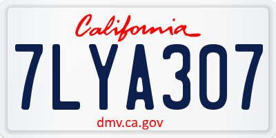 CA license plate 7LYA307