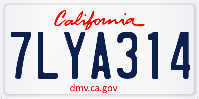 CA license plate 7LYA314