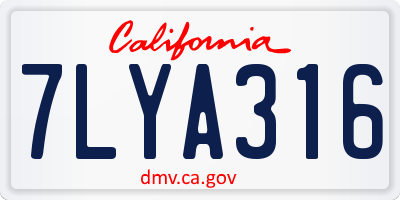 CA license plate 7LYA316