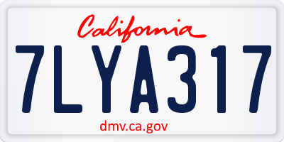 CA license plate 7LYA317