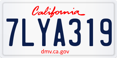 CA license plate 7LYA319