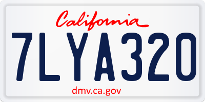 CA license plate 7LYA320