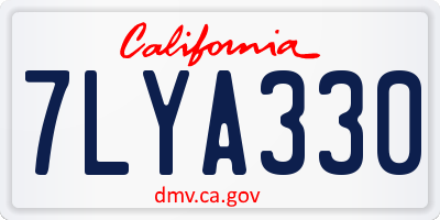CA license plate 7LYA330