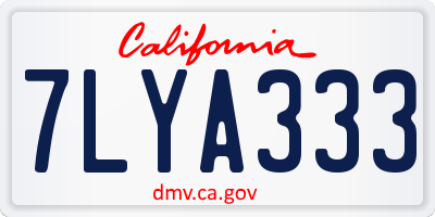 CA license plate 7LYA333