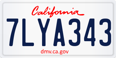 CA license plate 7LYA343