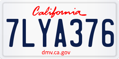 CA license plate 7LYA376