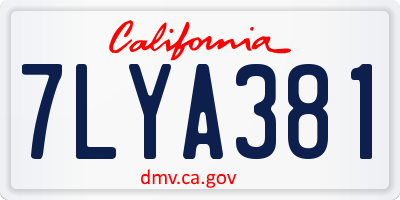 CA license plate 7LYA381