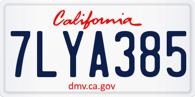 CA license plate 7LYA385