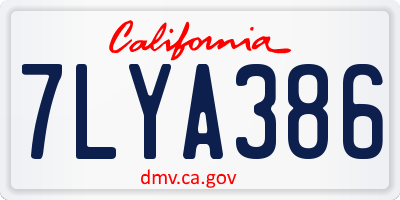 CA license plate 7LYA386