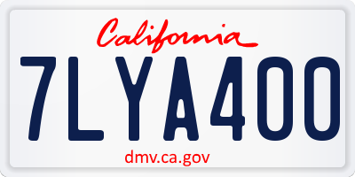 CA license plate 7LYA400